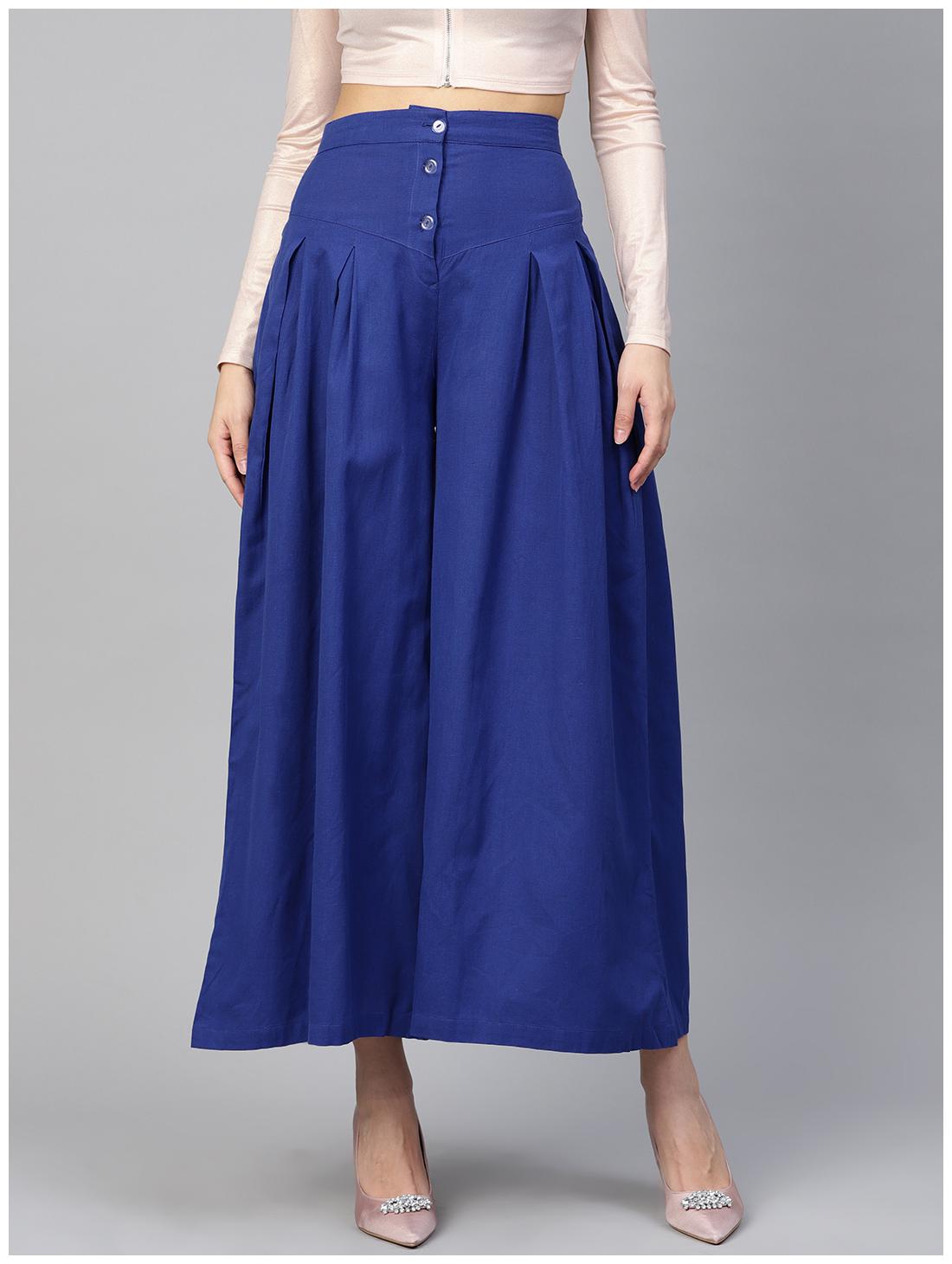 

Ivy Blue Blue Solid Flared Palazzo