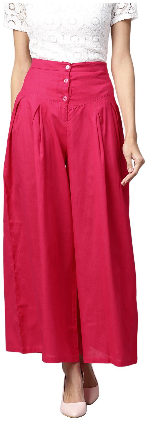 

Ivy Blue Pink Solid Flared Palazzo