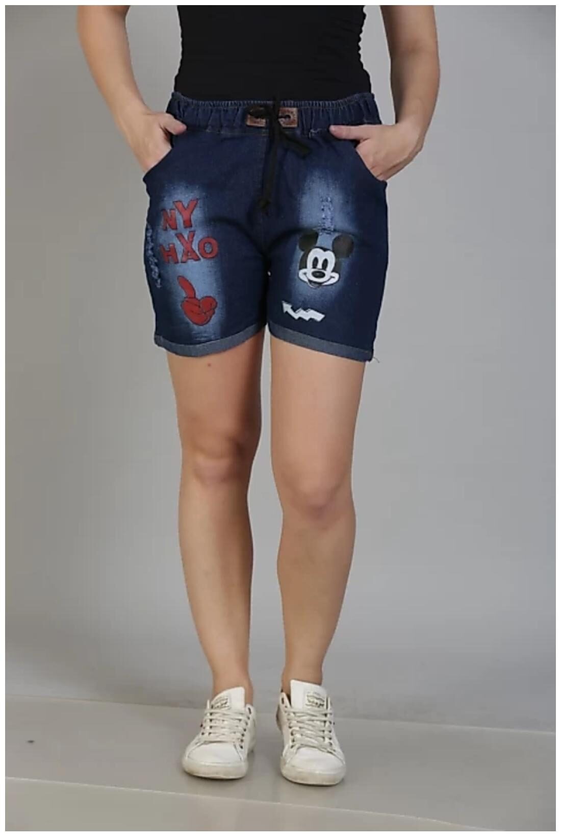 

Romile Women Printed Denim shorts - Blue