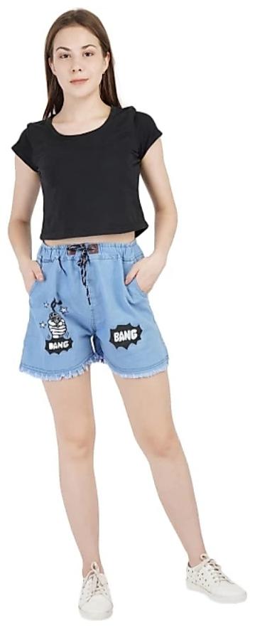 

Romile Women Printed Denim shorts - Blue