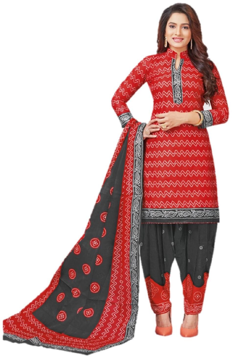 

BHAGAVA Red Unstitched Kurta with bottom dupatta With dupatta Dress Material