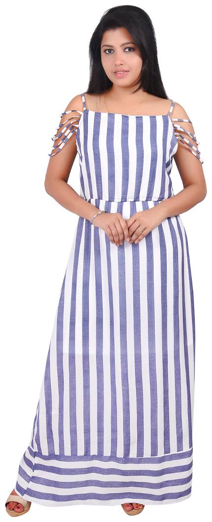 

RIVI Blue Striped Fit flare dress