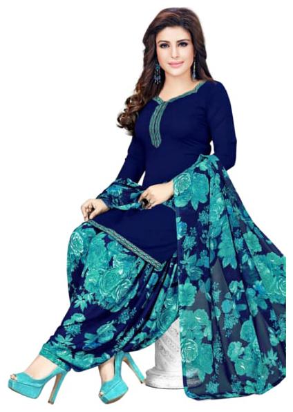 

BLBK Navy blue Unstitched Kurta with bottom dupatta With dupatta Dress Material