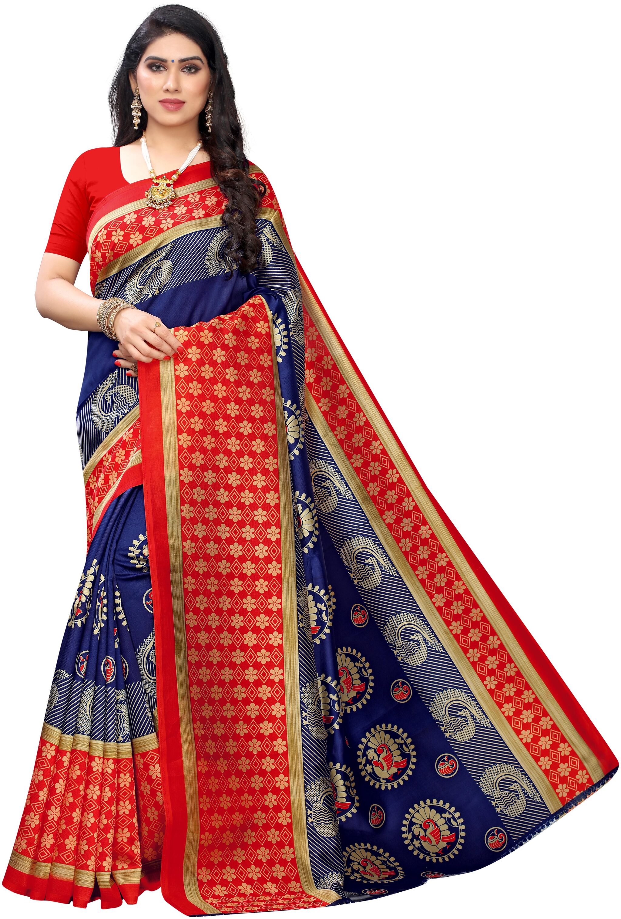 

Women Mode Artificial Silk Woven Navy Blue Designer Saree For Women