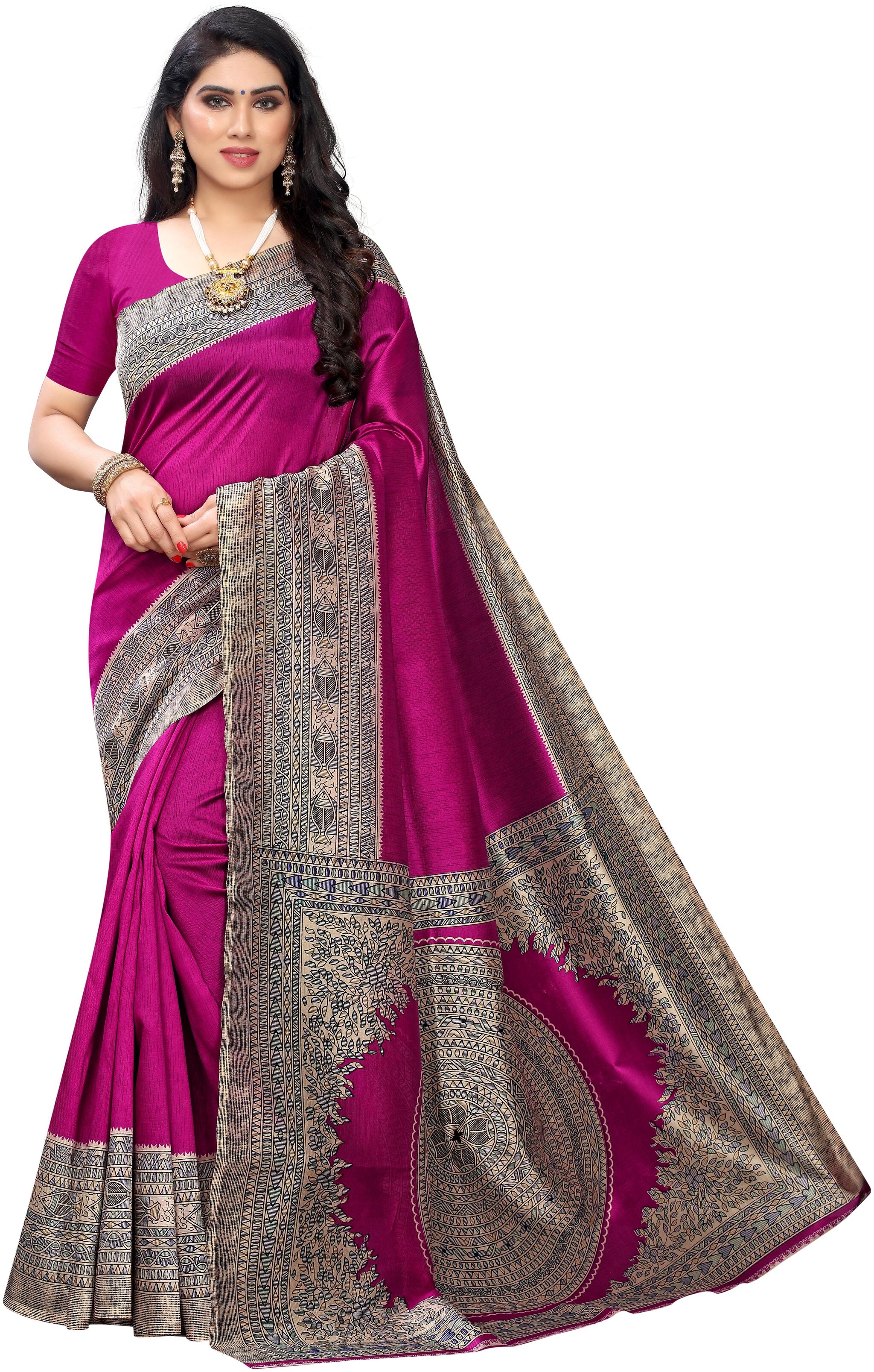 

Women Mode Artificial Silk Woven Pink Designer Saree For Women