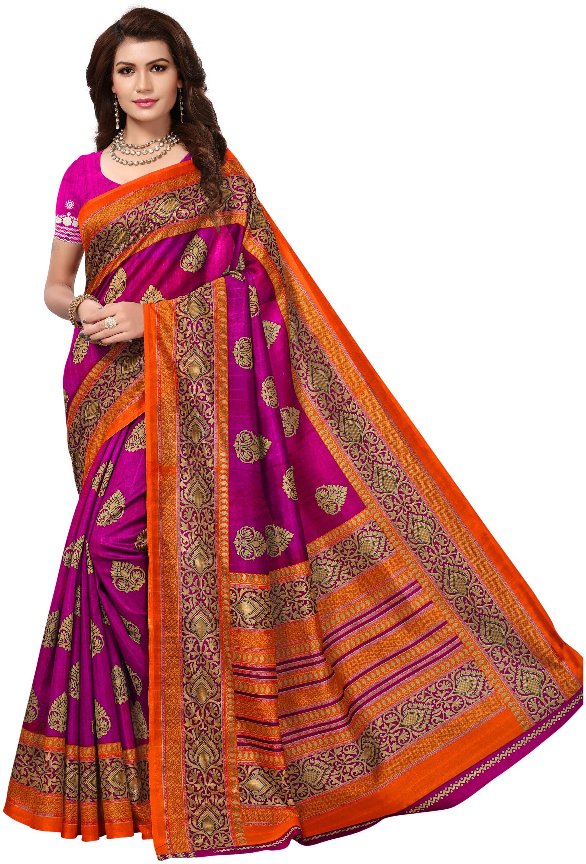 

Women Mode Art Silk Pink Party wear Casual wear Saree