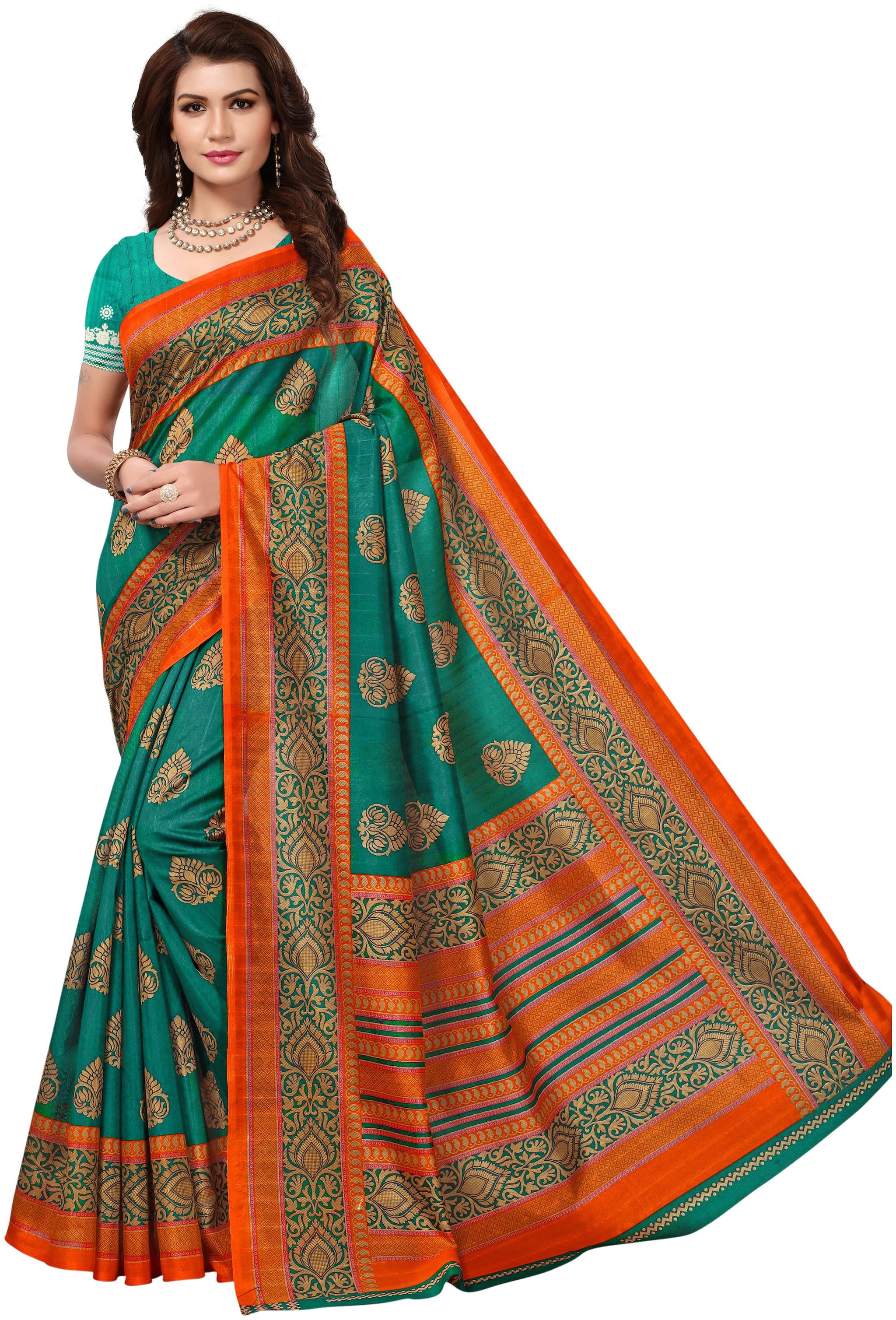 

Women Mode Art Silk Green Party wear Casual wear Saree