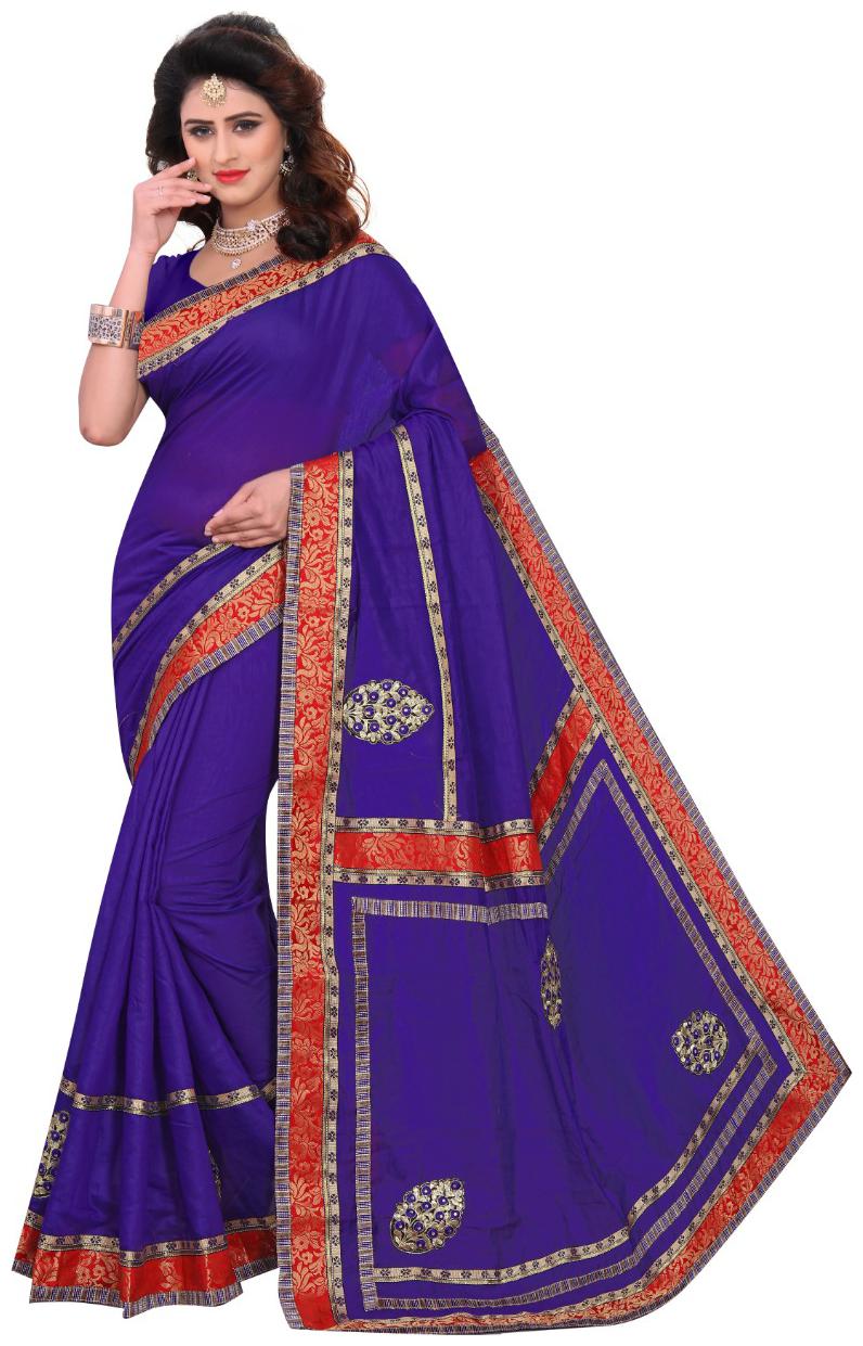 

Women Mode Blue Color Cotton Party Wear Designer saree with Blouse