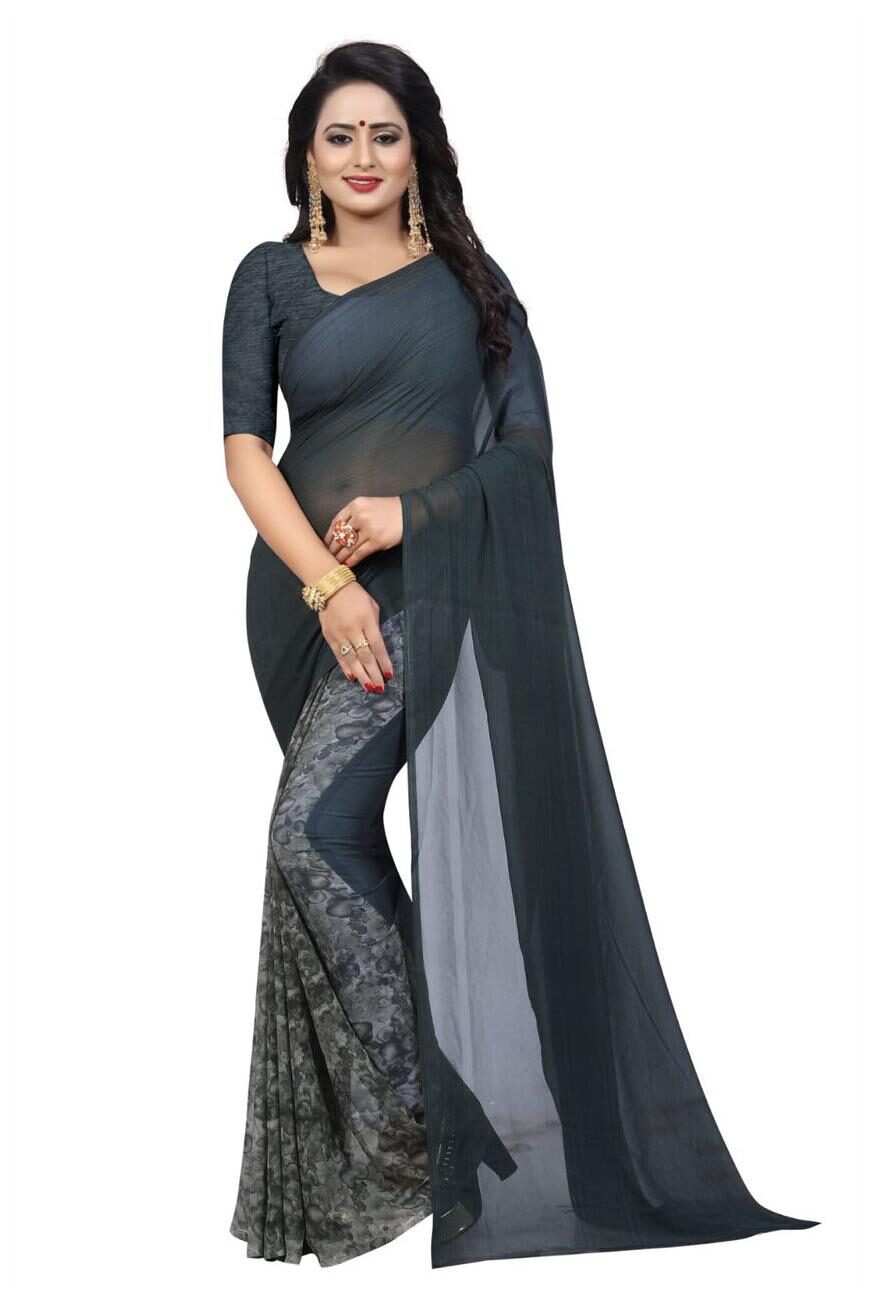 

Women Mode Black Color Georgette Party wear casual wear saree with Blouse