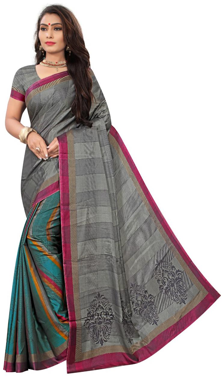 

Women Mode Grey Color Art Silk Party wear casual wear saree with Blouse