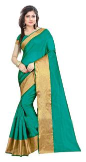 

Women Mode Green Solid Kota Doria Designer Saree With Blouse With blouse