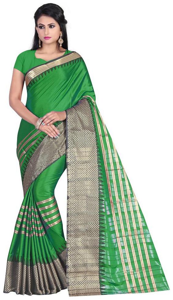 

Women Mode Green Color Cotton Party Wear Designer saree with Blouse