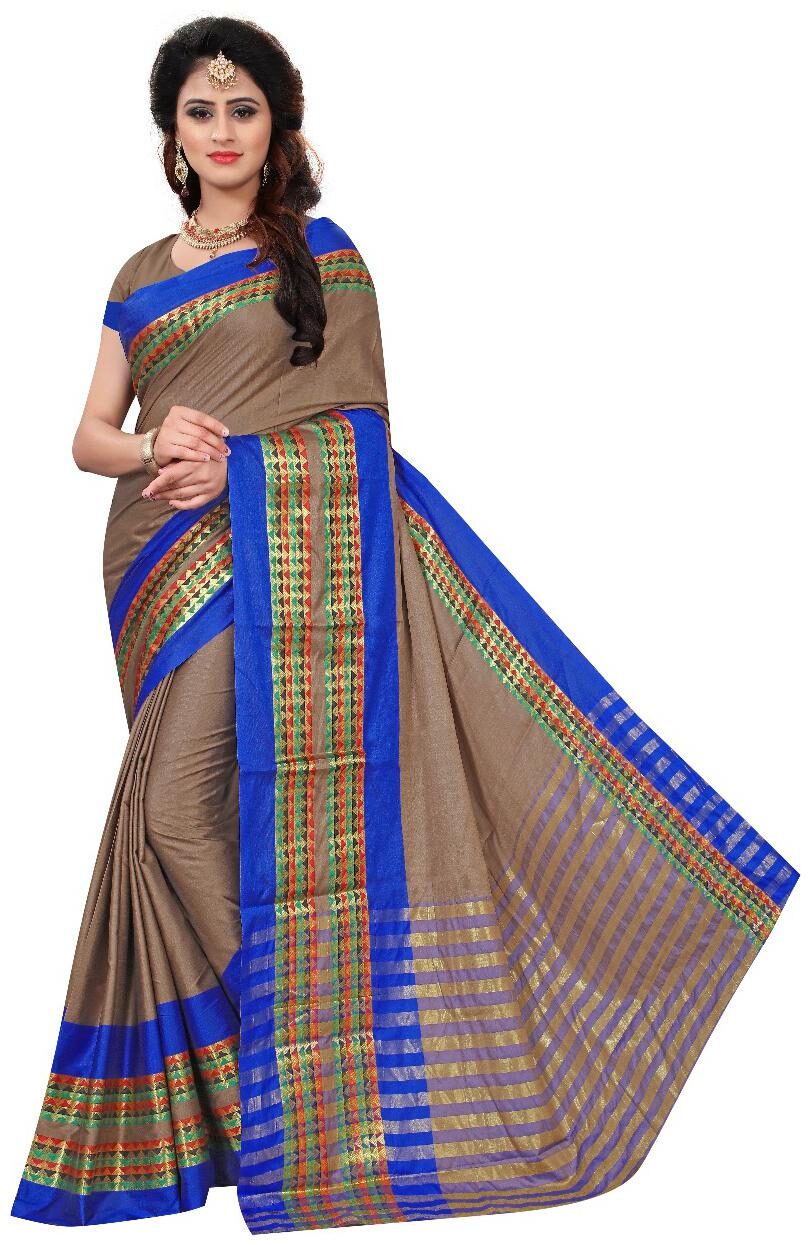 

Women Mode Grey Color Cotton Party wear casual wear saree with Blouse