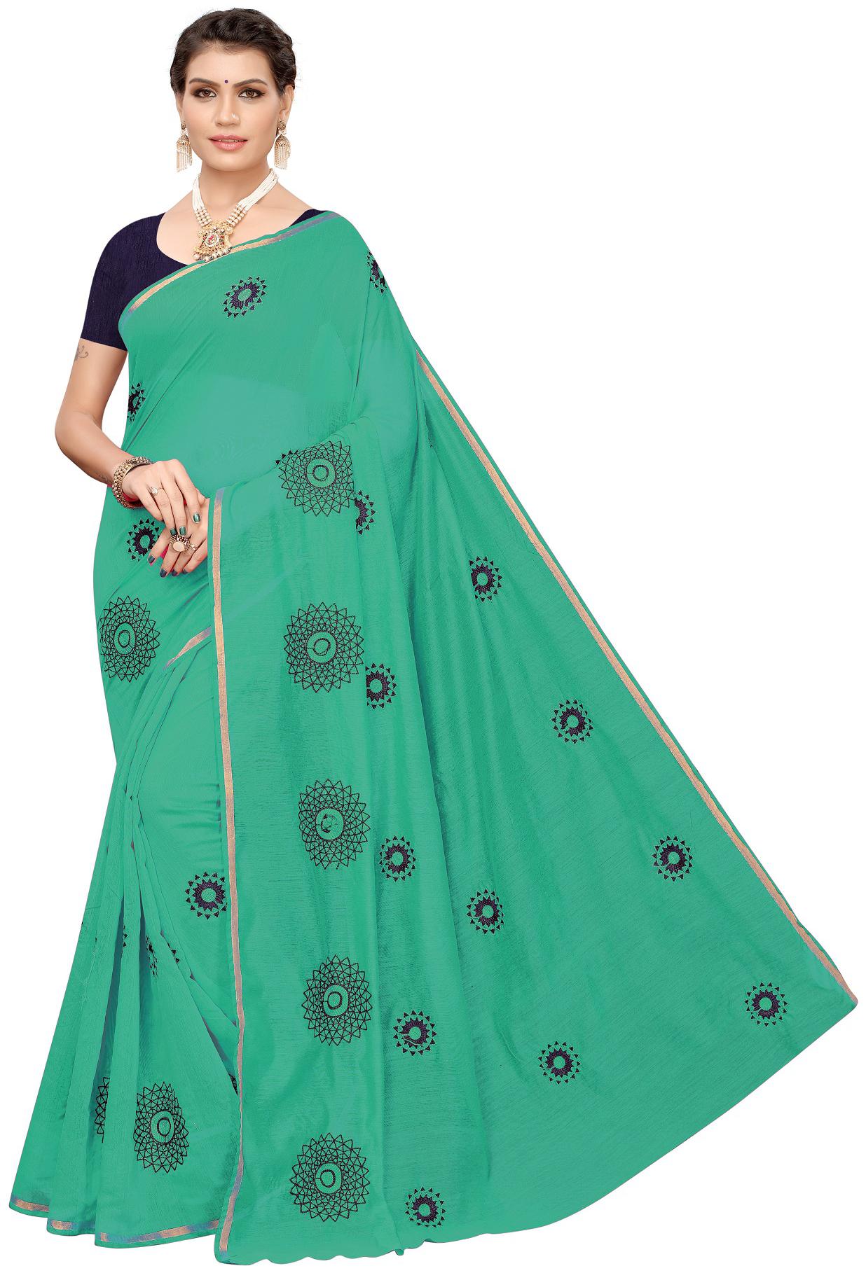 

Women Mode Georgette Designer Saree With Blouse Green
