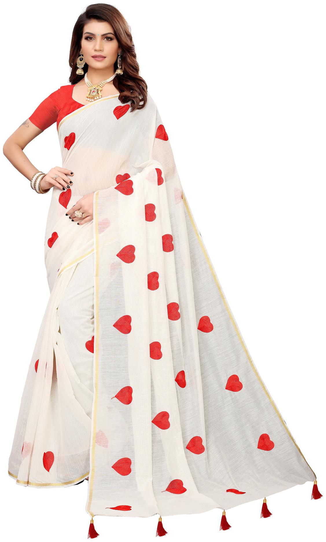 

Women Mode Georgette Designer Saree With Blouse White