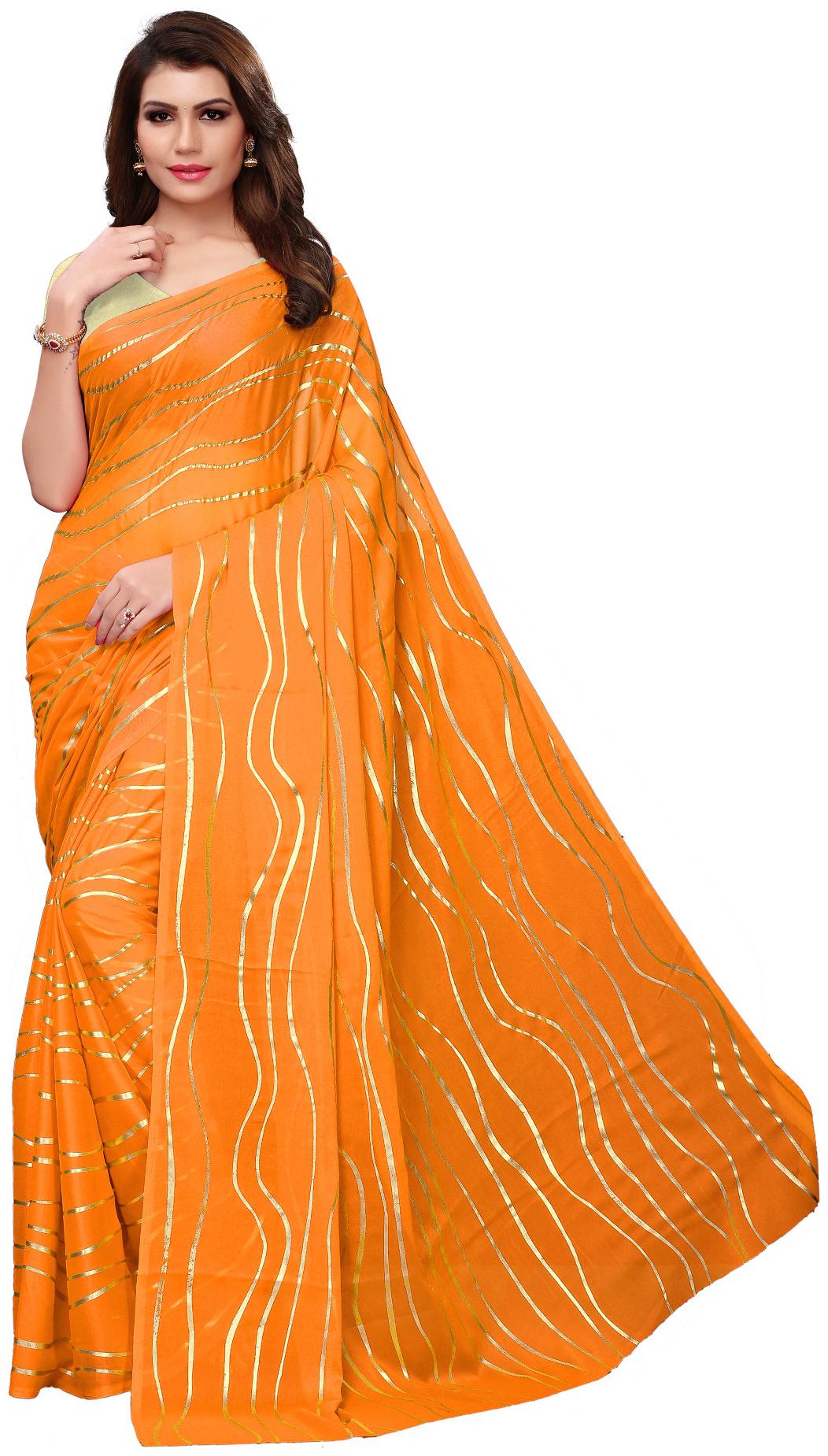 

Women Mode Georgette Designer Saree With Blouse Yellow