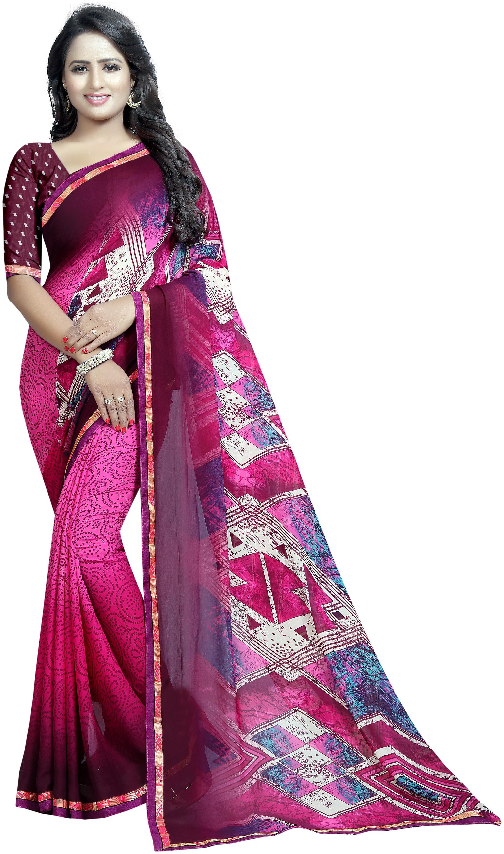 

Women Mode Multi Color Casual Wear Georgette Saree