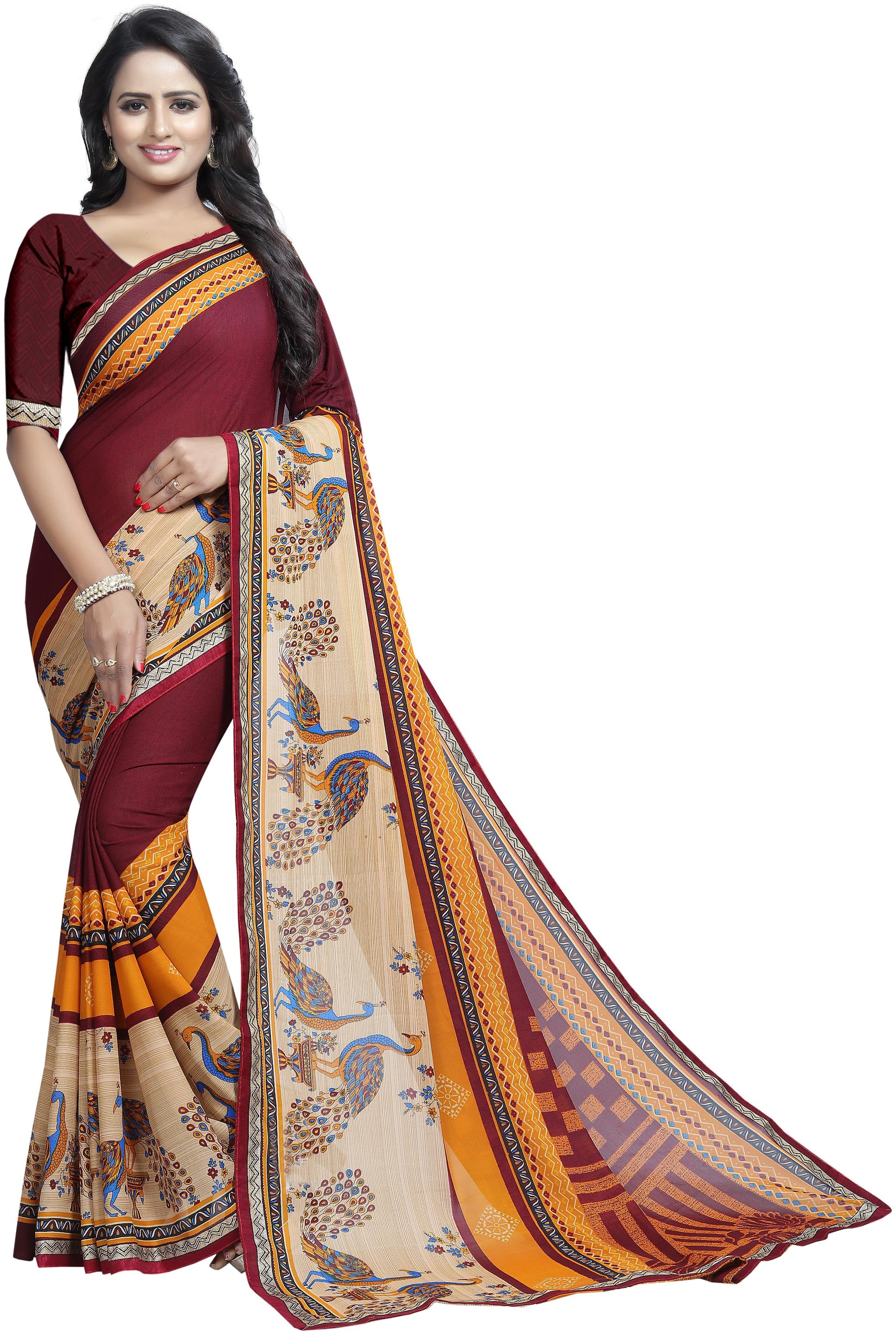 

Women Mode Multi Color Casual Wear Georgette Saree