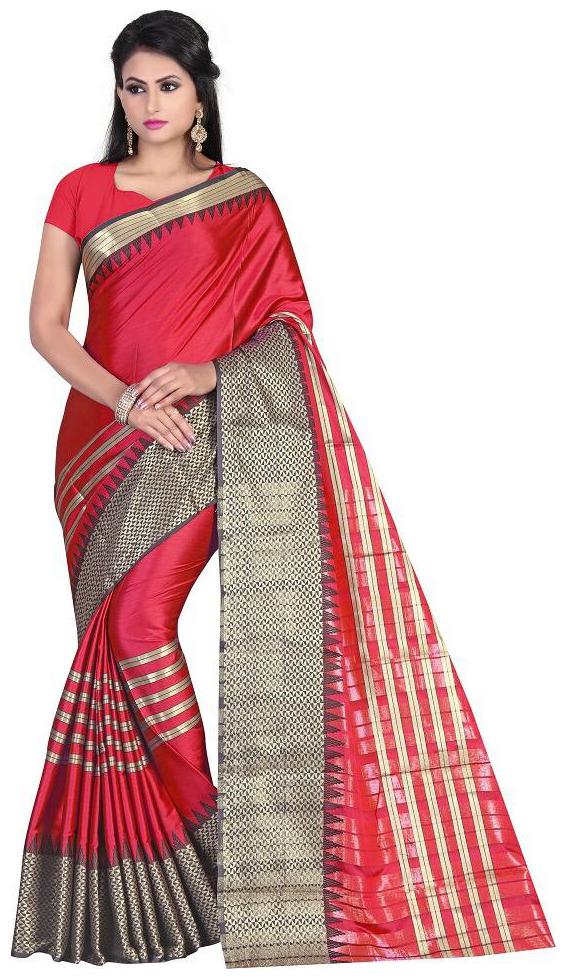 

Women Mode Red Color Cotton Party Wear Designer saree with Blouse