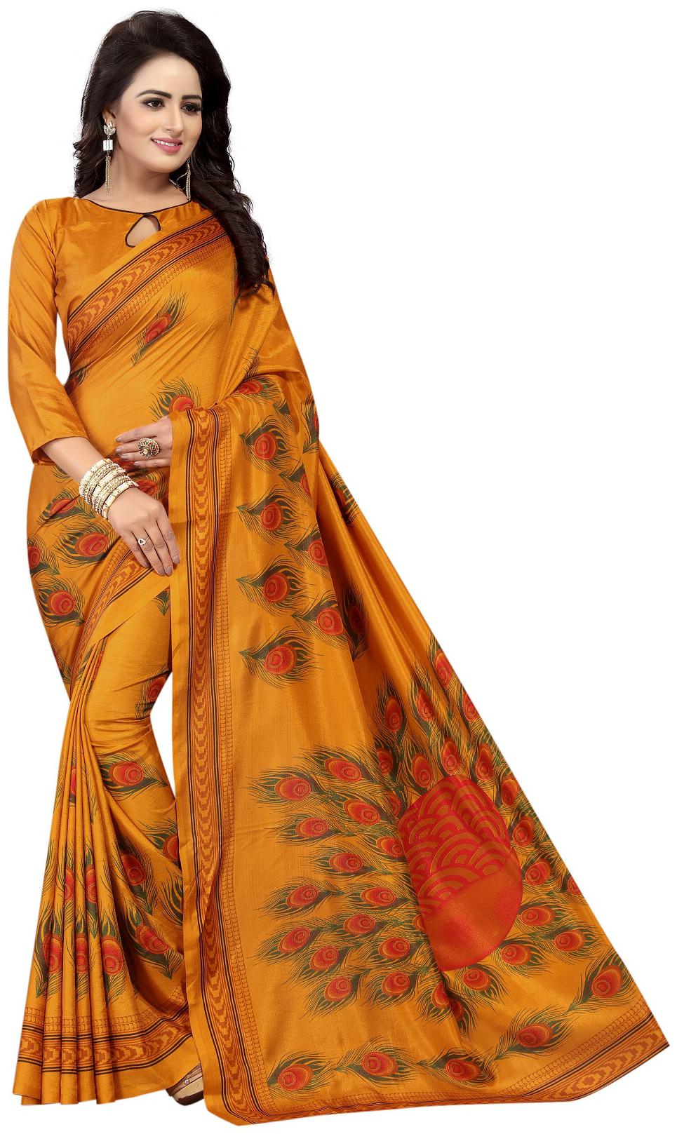

Women Mode Silk Wedding Designer Saree Orange