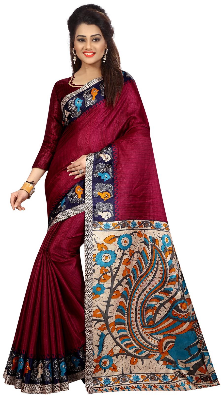 

Women Mode Silk Wedding Designer Saree Maroon