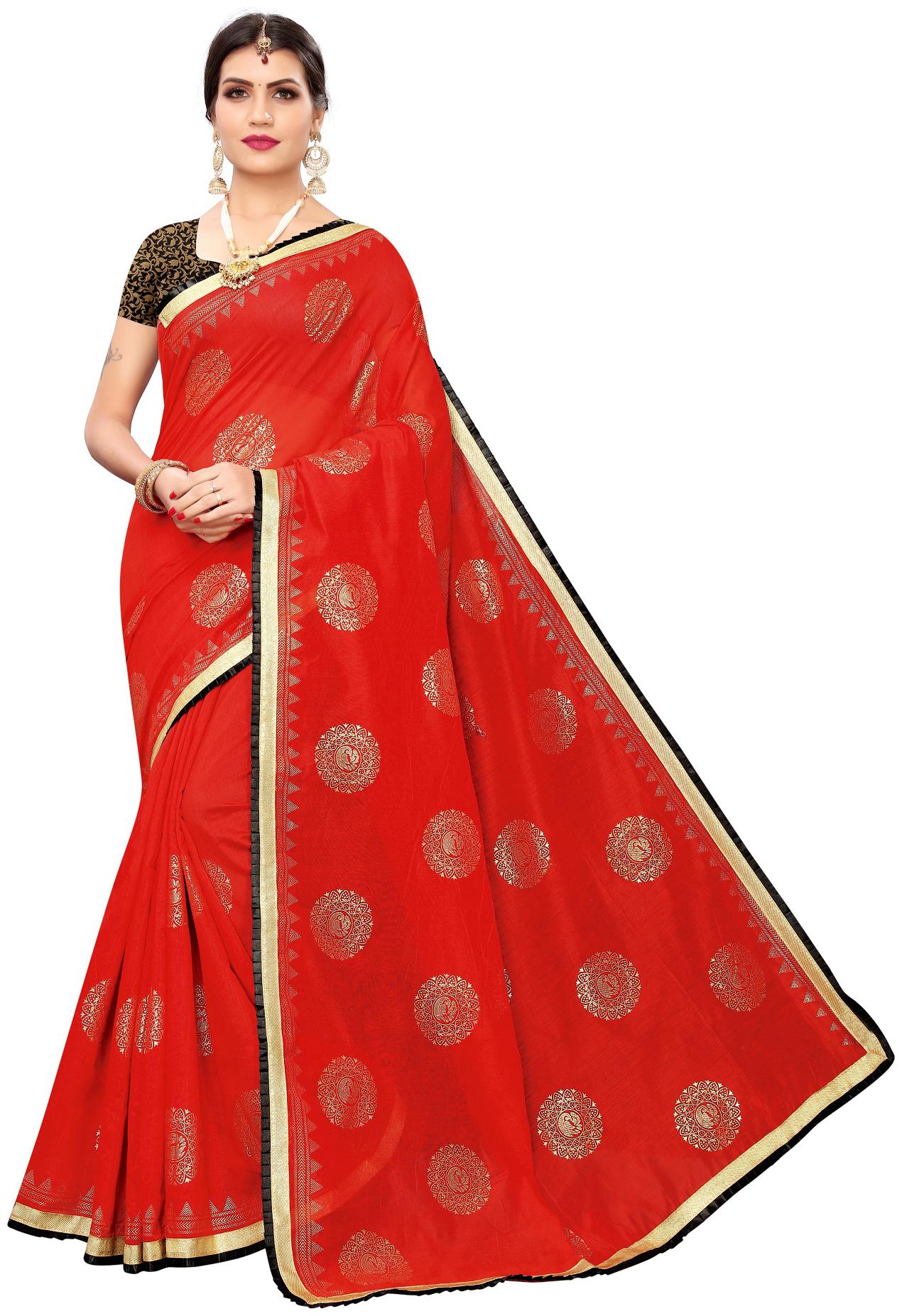 

WOMEN MODE Women Artificial Silk Saree Red