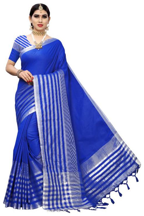 

Women Mode Women Artificial Silk Regular Saree With Blouse (Blue)