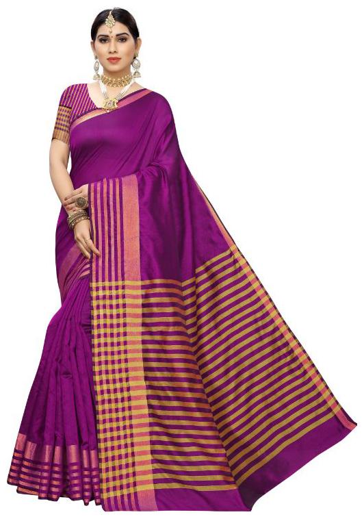 

Women Mode Women Artificial Silk Regular Saree With Blouse (Purple)