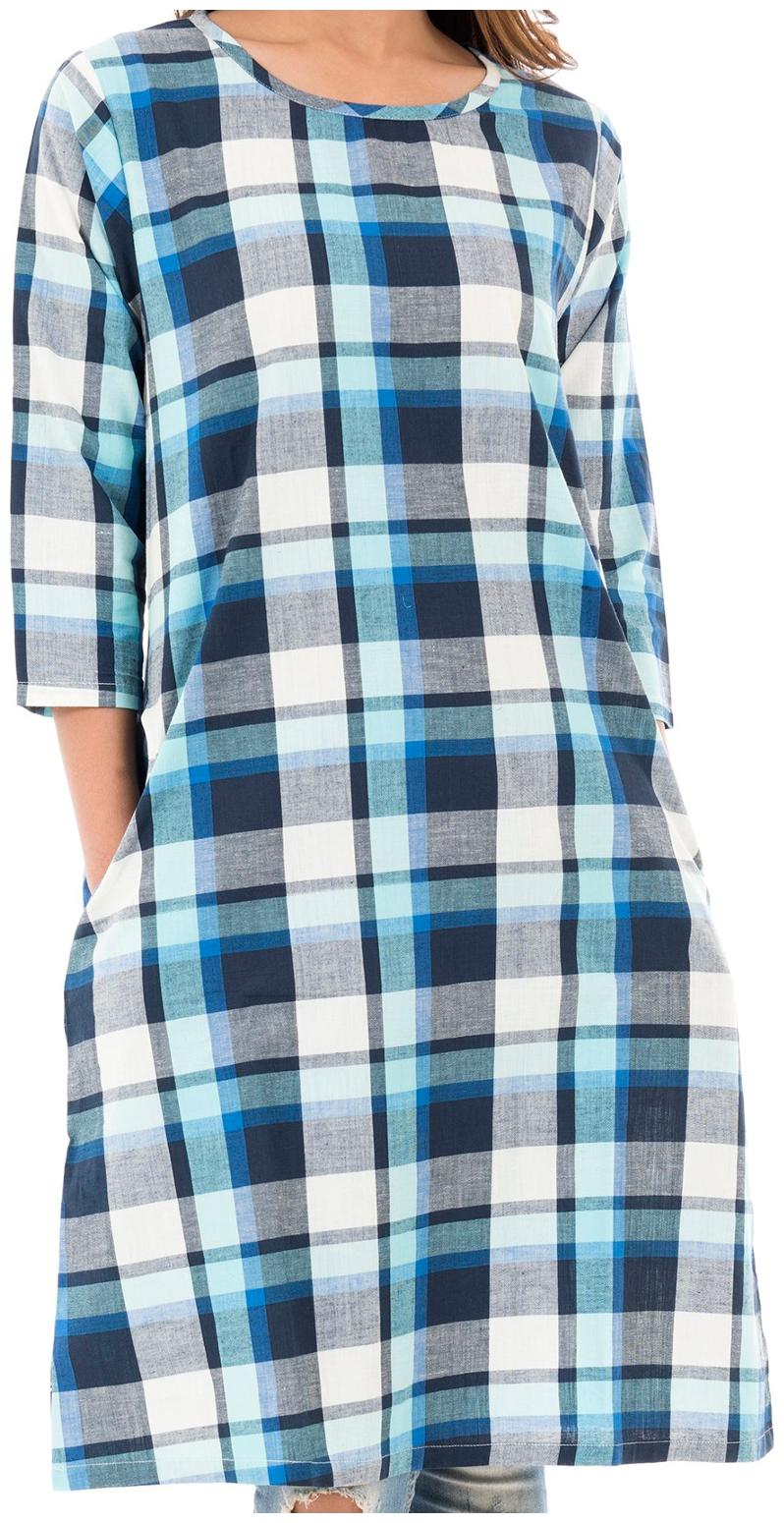 

Amadore Women Checked Regular tunic - Blue