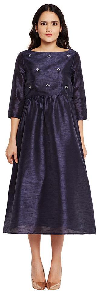 

OXOLLOXO Blue Solid A-line dress