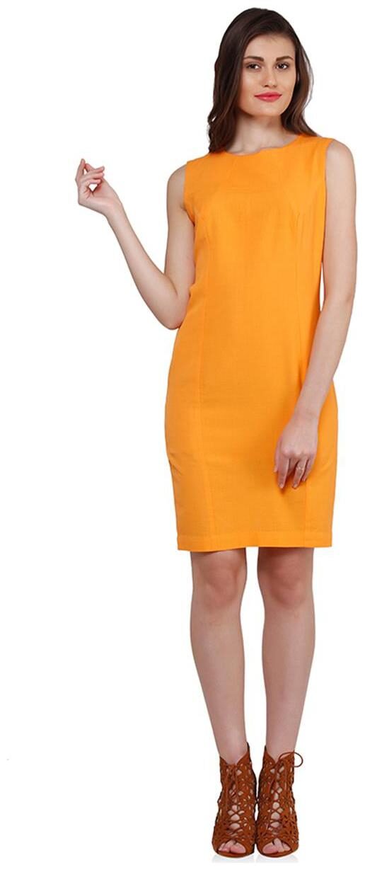 

Women Orange Linen Dress
