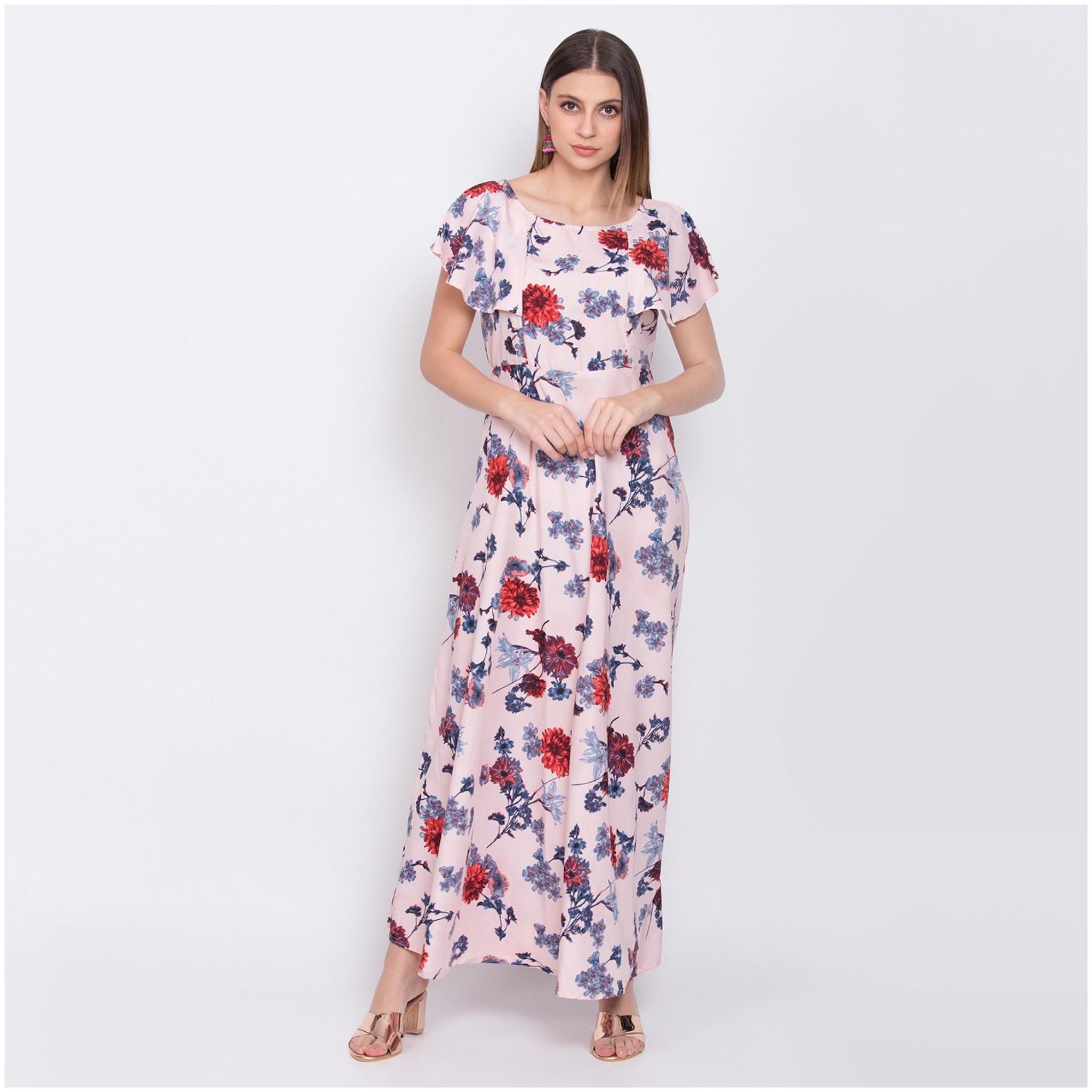 

O Madam Peach Floral Maxi dress