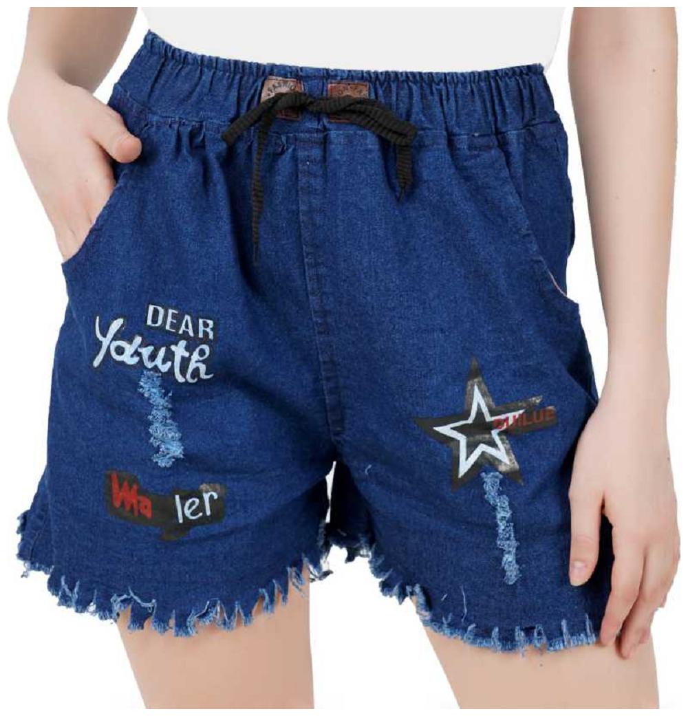 

Romile Women Printed Denim shorts - Blue