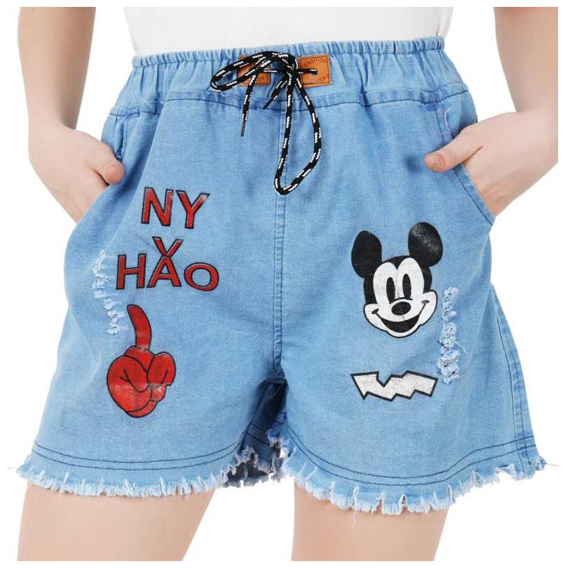 

Romile Women Printed Denim shorts - Blue