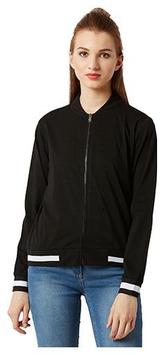 

Miss Chase Women Solid Bomber Jacket - Black