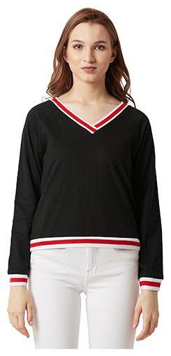 Miss Chase Women Solid Sweatshirt - Black