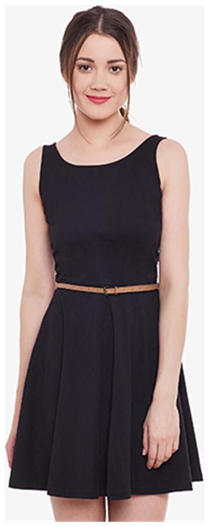 

Miss Chase Women s Black Sleeveless Round Neck Mini Skater Dress