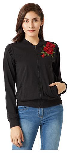 

Miss Chase Women Solid Bomber Jacket - Black
