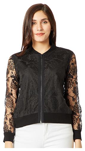 

Miss Chase Women Solid Regular Jacket - Black