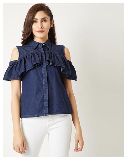 

Miss Chase Women Solid Regular top - Blue