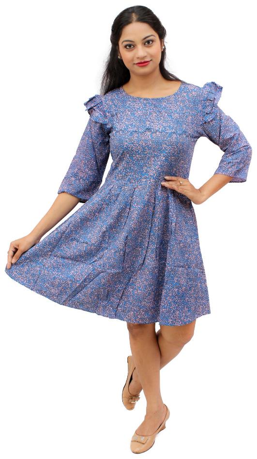 

RIVI Blue Striped A-line dress