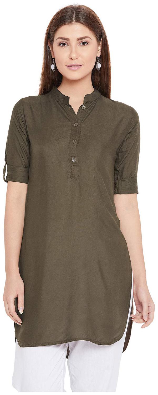 

Ample Sales Women Brown Solid Straight Kurti