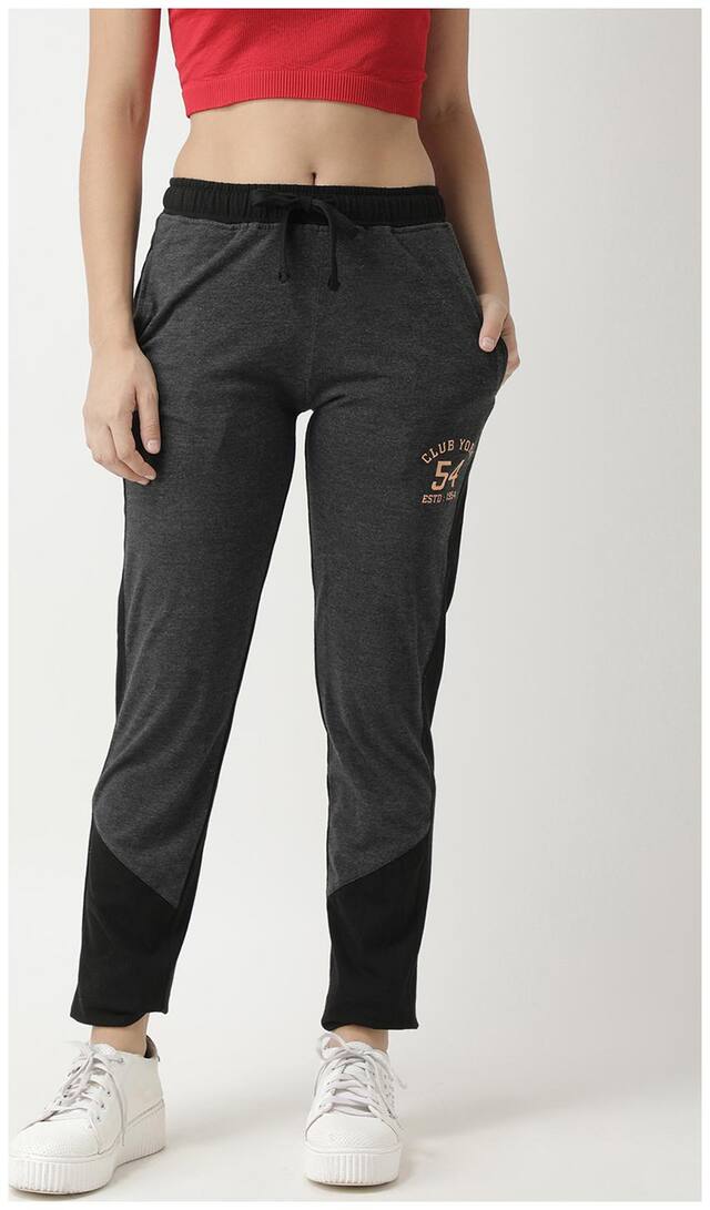 CLUB YORK Women Regular fit Blended Printed Track pants - Grey