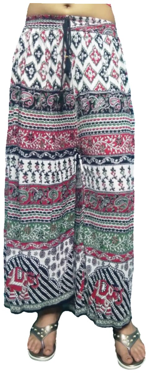 

women s crepe rajasthani palazzo multicolor