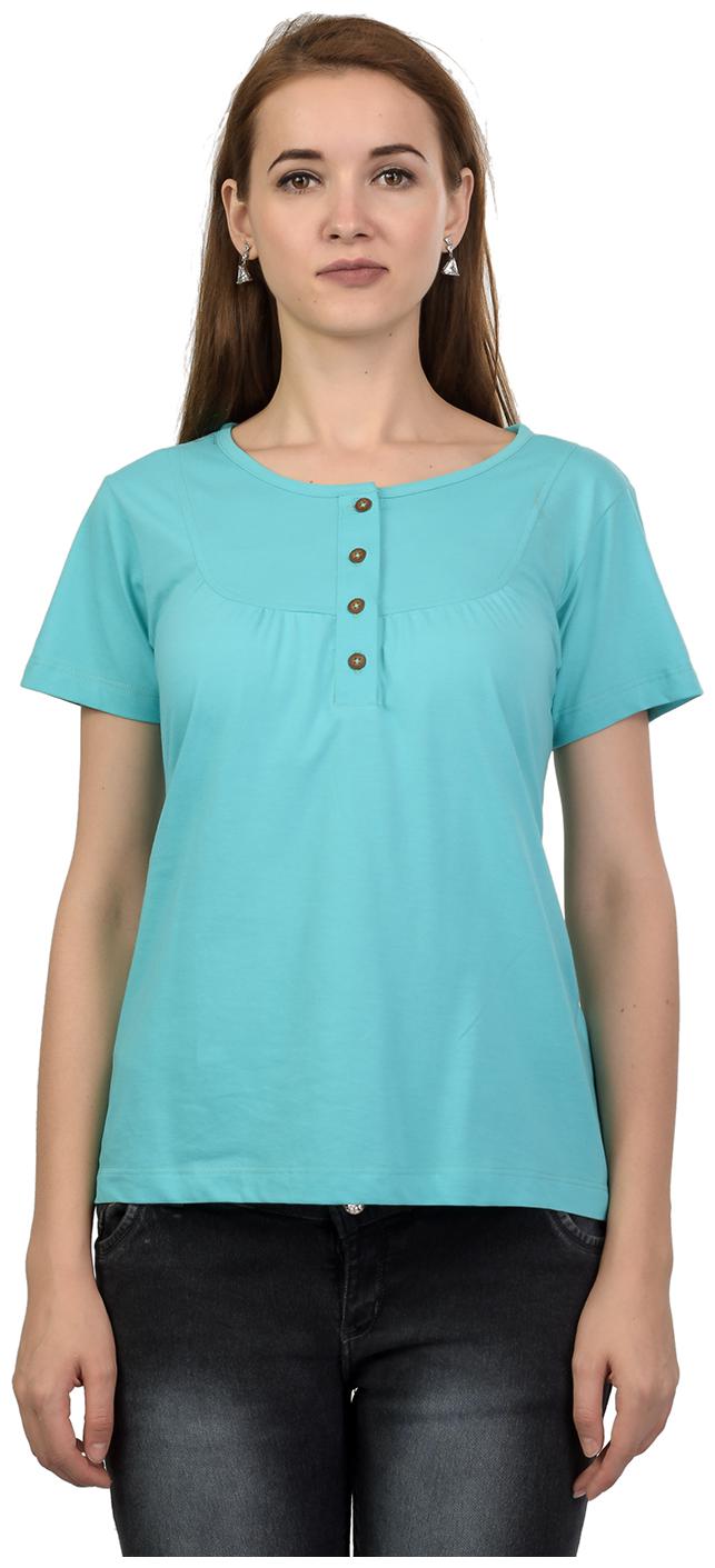 

Women s Half Sleeves Henley Neck Cotton Blend Top T-Shirt