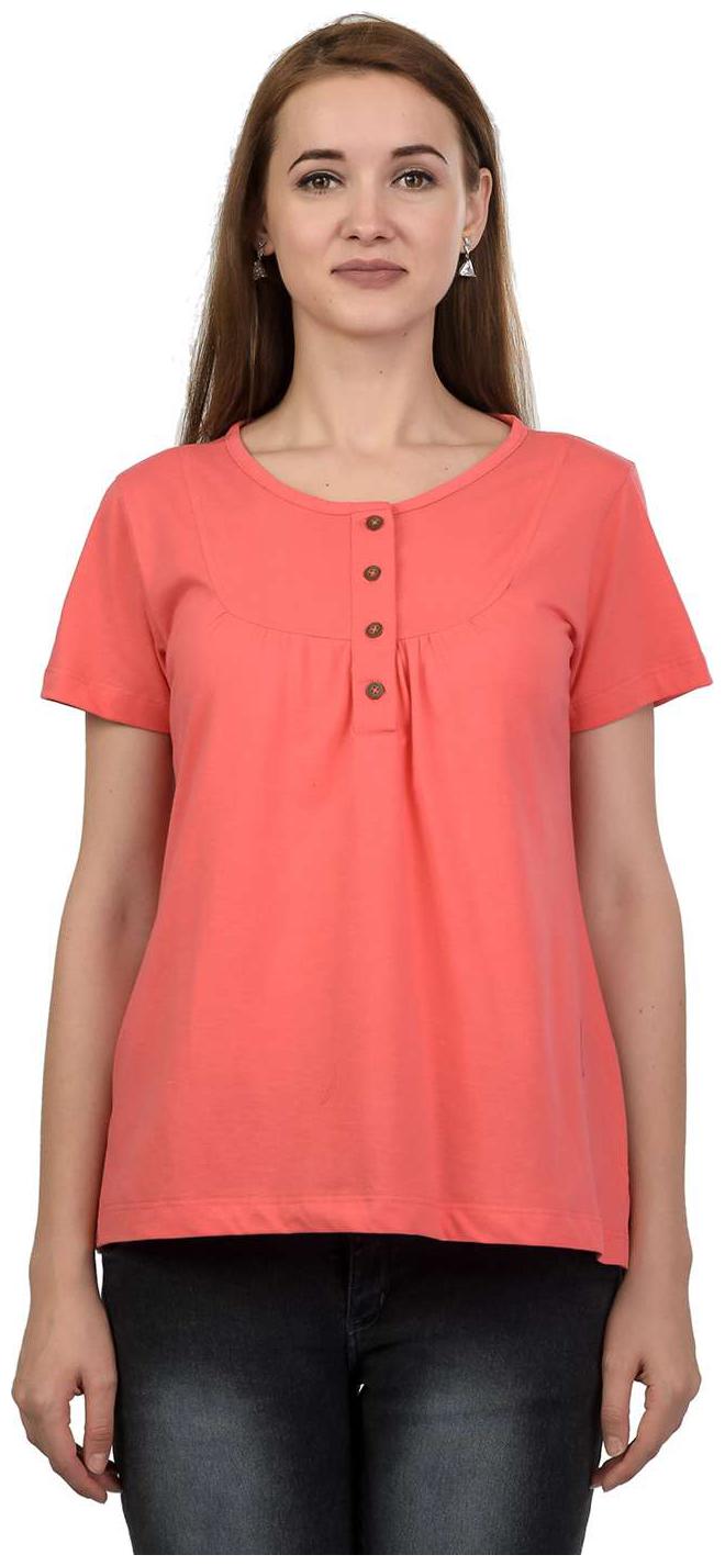 

Women s Half Sleeves Henley Neck Cotton Blend Top T-Shirt