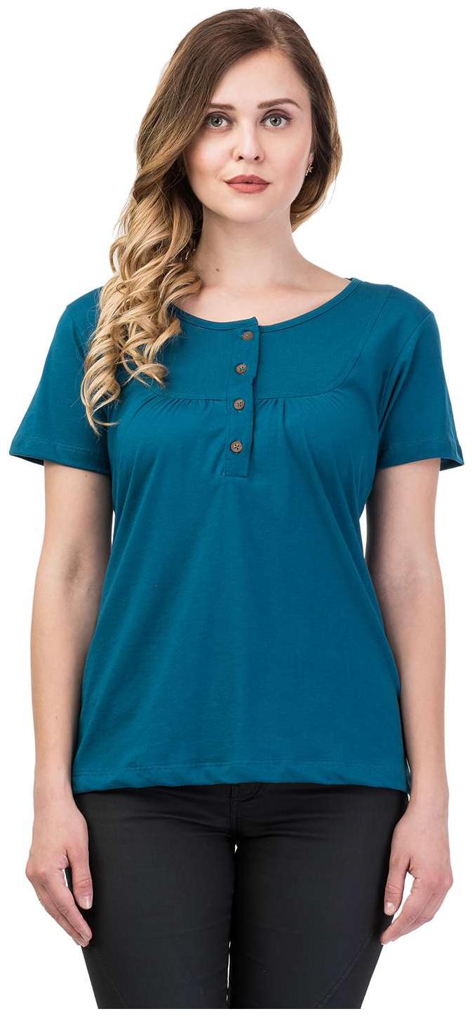 

Women s Half Sleeves Henley Neck Cotton Blend Top T-Shirt