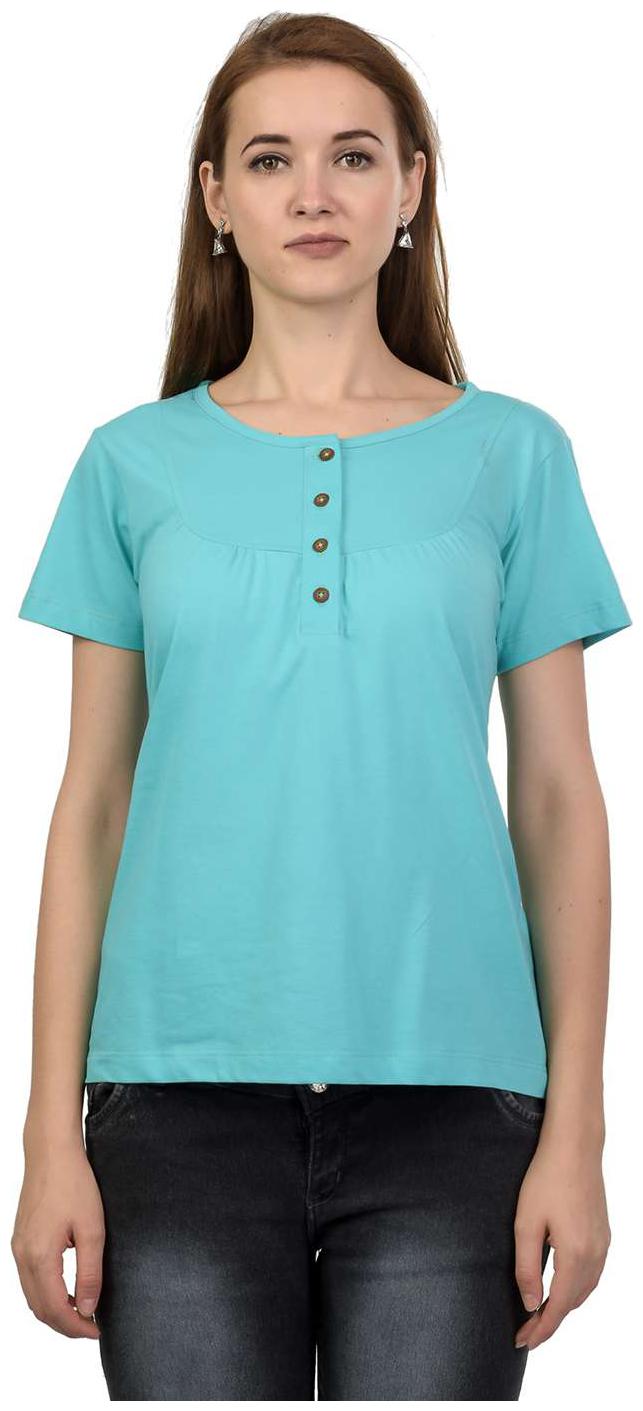 

Women s Half Sleeves Henley Neck Cotton Blend Top T-Shirt