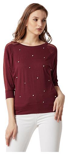 

Miss Chase Women Solid Regular top - Maroon