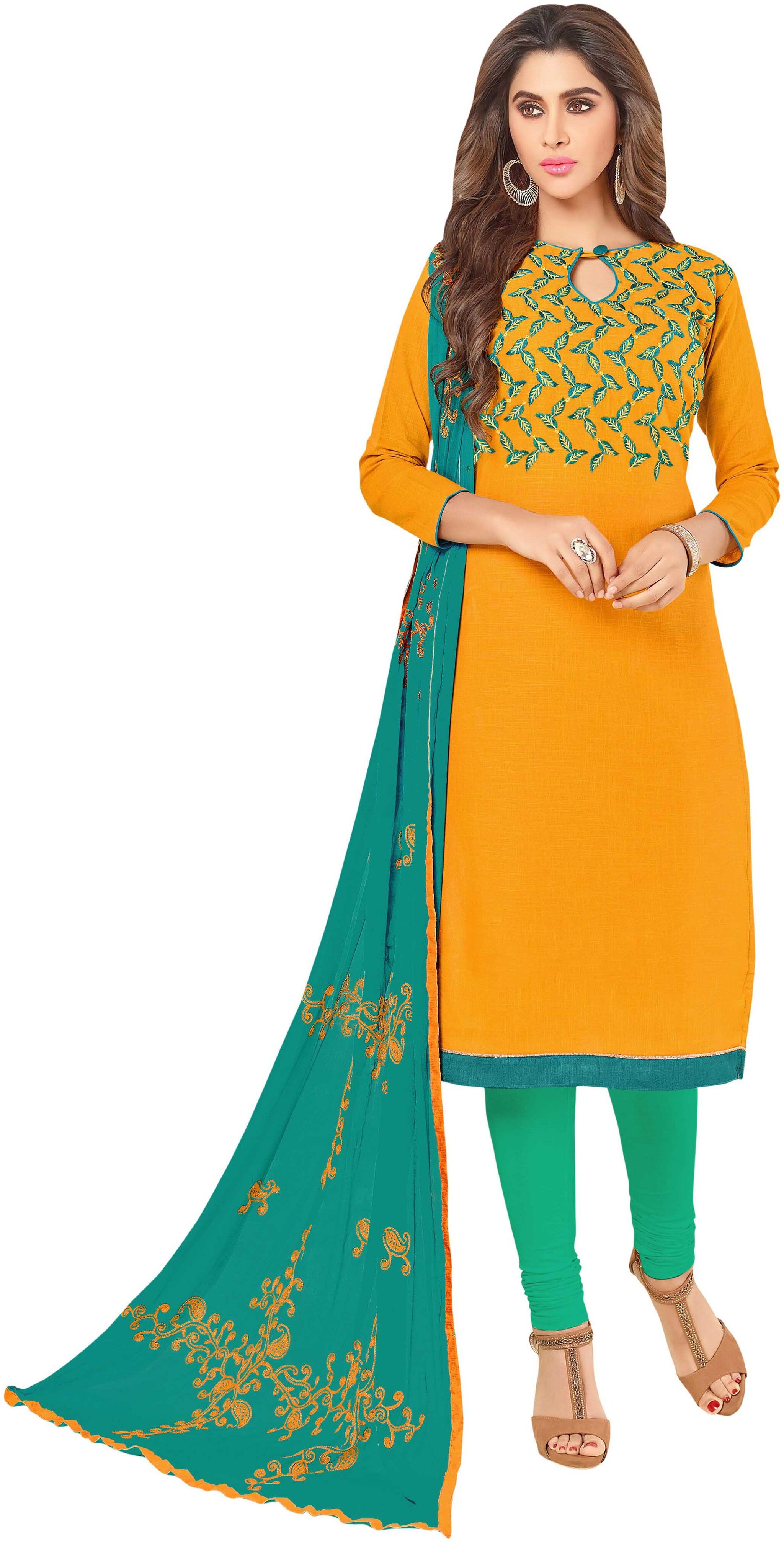 

Women S Must Semi Stitched Embroidered Cotton Slub Dress Material MRSGNGRDDK4003